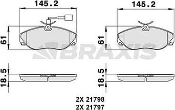 Braxis AB0126 - Гальмівні колодки, дискові гальма autocars.com.ua