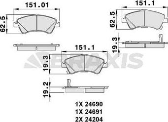 Braxis AB0131 - Гальмівні колодки, дискові гальма autocars.com.ua