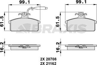 Braxis AB0132 - Гальмівні колодки, дискові гальма autocars.com.ua