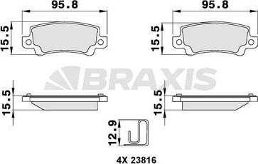 Braxis AB0136 - Гальмівні колодки, дискові гальма autocars.com.ua