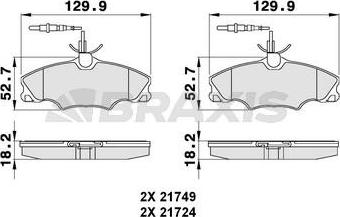 Braxis AB0142 - Гальмівні колодки, дискові гальма autocars.com.ua