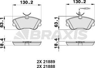 Braxis AB0143 - Гальмівні колодки, дискові гальма autocars.com.ua