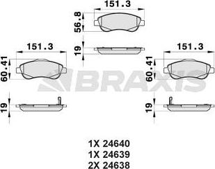 Braxis AB0162 - Гальмівні колодки, дискові гальма autocars.com.ua