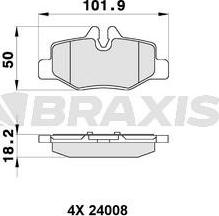 Braxis AB0164 - Гальмівні колодки, дискові гальма autocars.com.ua