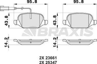 Braxis AB0165 - Гальмівні колодки, дискові гальма autocars.com.ua