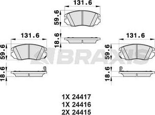 Braxis AB0167 - Гальмівні колодки, дискові гальма autocars.com.ua
