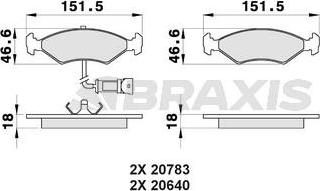 Braxis AB0169 - Гальмівні колодки, дискові гальма autocars.com.ua