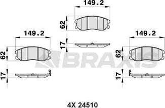 Braxis AB0172 - Гальмівні колодки, дискові гальма autocars.com.ua