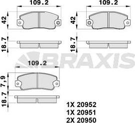Braxis AB0174 - Гальмівні колодки, дискові гальма autocars.com.ua