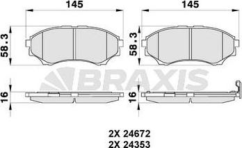 Braxis AB0178 - Гальмівні колодки, дискові гальма autocars.com.ua