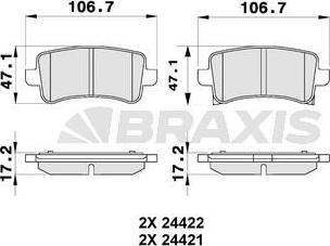 Braxis AB0180 - Тормозные колодки, дисковые, комплект autodnr.net