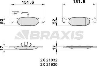Braxis AB0182 - Гальмівні колодки, дискові гальма autocars.com.ua