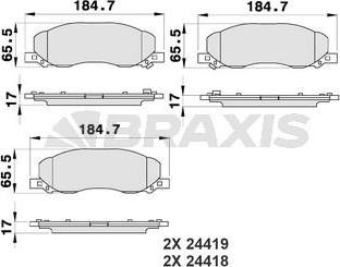 Braxis AB0186 - Гальмівні колодки, дискові гальма autocars.com.ua
