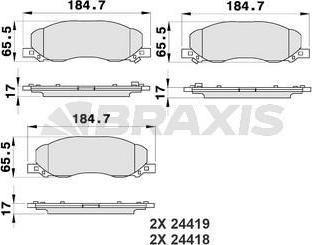 Braxis AB0186 - Тормозные колодки, дисковые, комплект autodnr.net