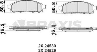 Braxis AB0187 - Гальмівні колодки, дискові гальма autocars.com.ua