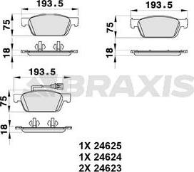 Braxis AB0195 - Гальмівні колодки, дискові гальма autocars.com.ua