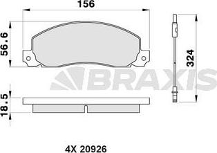 Braxis AB0200 - Гальмівні колодки, дискові гальма autocars.com.ua