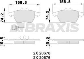 Braxis AB0208 - Гальмівні колодки, дискові гальма autocars.com.ua
