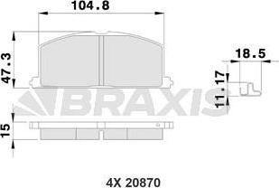 Braxis AB0215 - Гальмівні колодки, дискові гальма autocars.com.ua