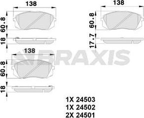 Braxis AB0223 - Гальмівні колодки, дискові гальма autocars.com.ua