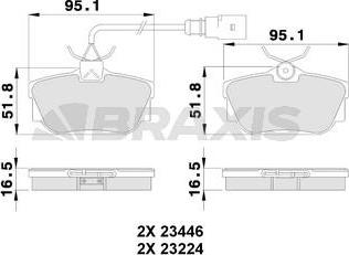 Braxis AB0229 - Гальмівні колодки, дискові гальма autocars.com.ua