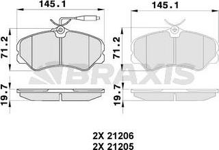 Braxis AB0235 - Гальмівні колодки, дискові гальма autocars.com.ua