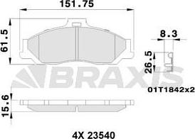 Braxis AB0242 - Гальмівні колодки, дискові гальма autocars.com.ua