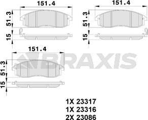 Braxis AB0243 - Гальмівні колодки, дискові гальма autocars.com.ua
