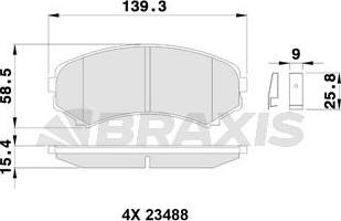 Braxis AB0244 - Гальмівні колодки, дискові гальма autocars.com.ua