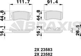 Braxis AB0246 - Гальмівні колодки, дискові гальма autocars.com.ua