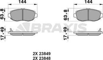 Braxis AB0248 - Гальмівні колодки, дискові гальма autocars.com.ua