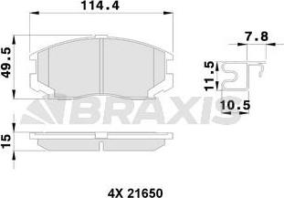 Braxis AB0250 - Гальмівні колодки, дискові гальма autocars.com.ua
