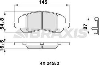 Braxis AB0253 - Гальмівні колодки, дискові гальма autocars.com.ua