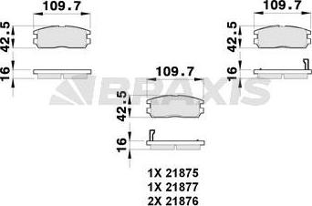 Braxis AB0260 - Гальмівні колодки, дискові гальма autocars.com.ua