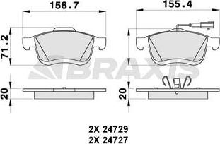 Braxis AB0264 - Гальмівні колодки, дискові гальма autocars.com.ua