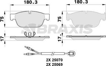 Braxis AB0269 - Гальмівні колодки, дискові гальма autocars.com.ua