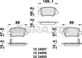 Braxis AB0278 - Гальмівні колодки, дискові гальма autocars.com.ua