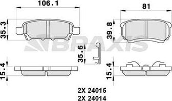Braxis AB0279 - Гальмівні колодки, дискові гальма autocars.com.ua