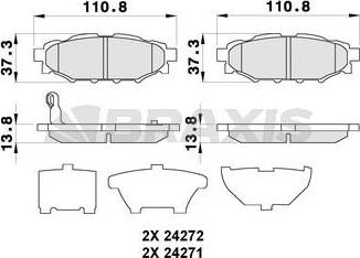 Braxis AB0280 - Гальмівні колодки, дискові гальма autocars.com.ua