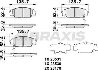 Braxis AB0282 - Гальмівні колодки, дискові гальма autocars.com.ua