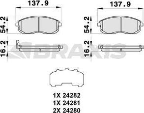 Braxis AB0287 - Гальмівні колодки, дискові гальма autocars.com.ua