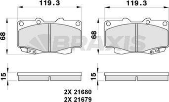 Braxis AB0292 - Гальмівні колодки, дискові гальма autocars.com.ua