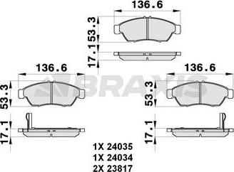 Braxis AB0298 - Гальмівні колодки, дискові гальма autocars.com.ua