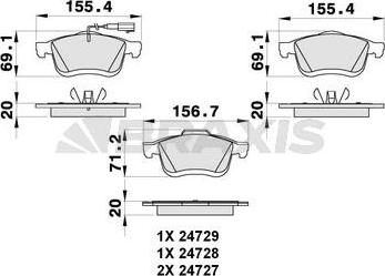 Braxis AB0299 - Тормозные колодки, дисковые, комплект autodnr.net