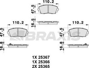 Braxis AB0307 - Гальмівні колодки, дискові гальма autocars.com.ua