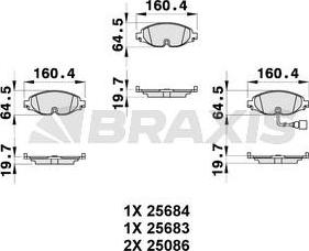 Braxis AB0313 - Гальмівні колодки, дискові гальма autocars.com.ua