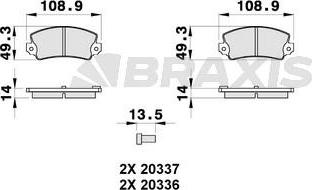 Braxis AB0314 - Гальмівні колодки, дискові гальма autocars.com.ua