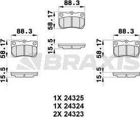 Braxis AB0319 - Гальмівні колодки, дискові гальма autocars.com.ua