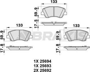 Braxis AB0335 - Тормозные колодки, дисковые, комплект autodnr.net