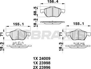 Braxis AB0340 - Гальмівні колодки, дискові гальма autocars.com.ua